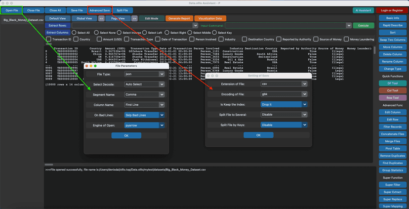 JSON to CSV Converter in DataOlllo